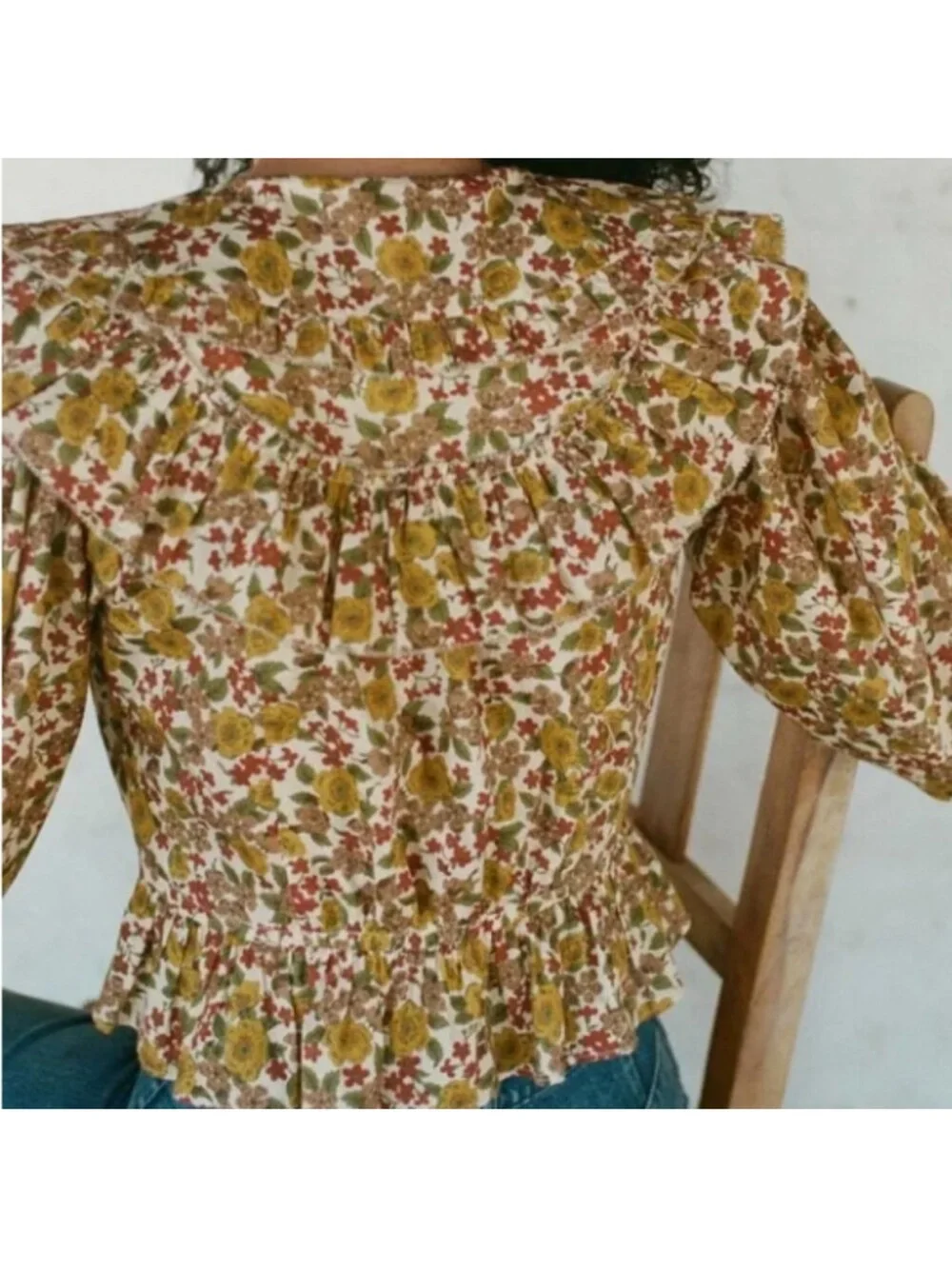 Doen Dolores Top in Jennifer Spring Floral Liberty Fabric Puff Sleeve Size XS